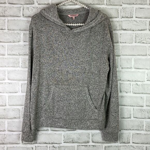 Juicy Couture Womans Gray Hooded Studded Sweater Top Size Medium - Picture 8 of 8